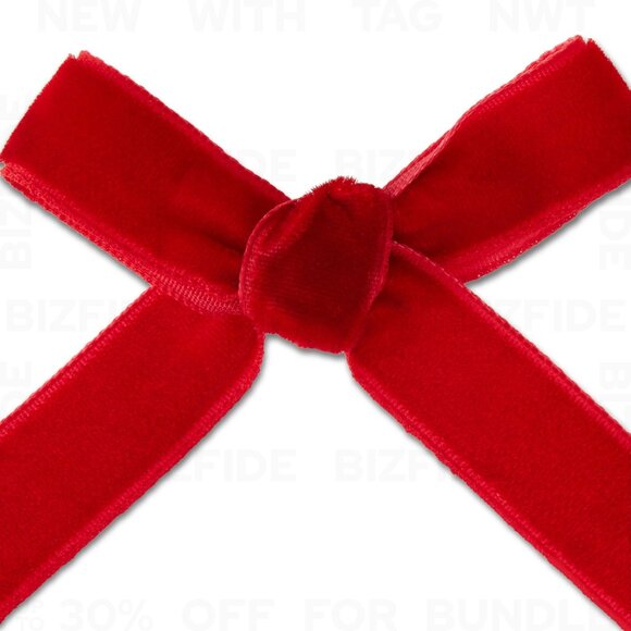 Red Velvet Mini Bow Christmas Ornaments, 8 Pcs - Picture 4 of 5